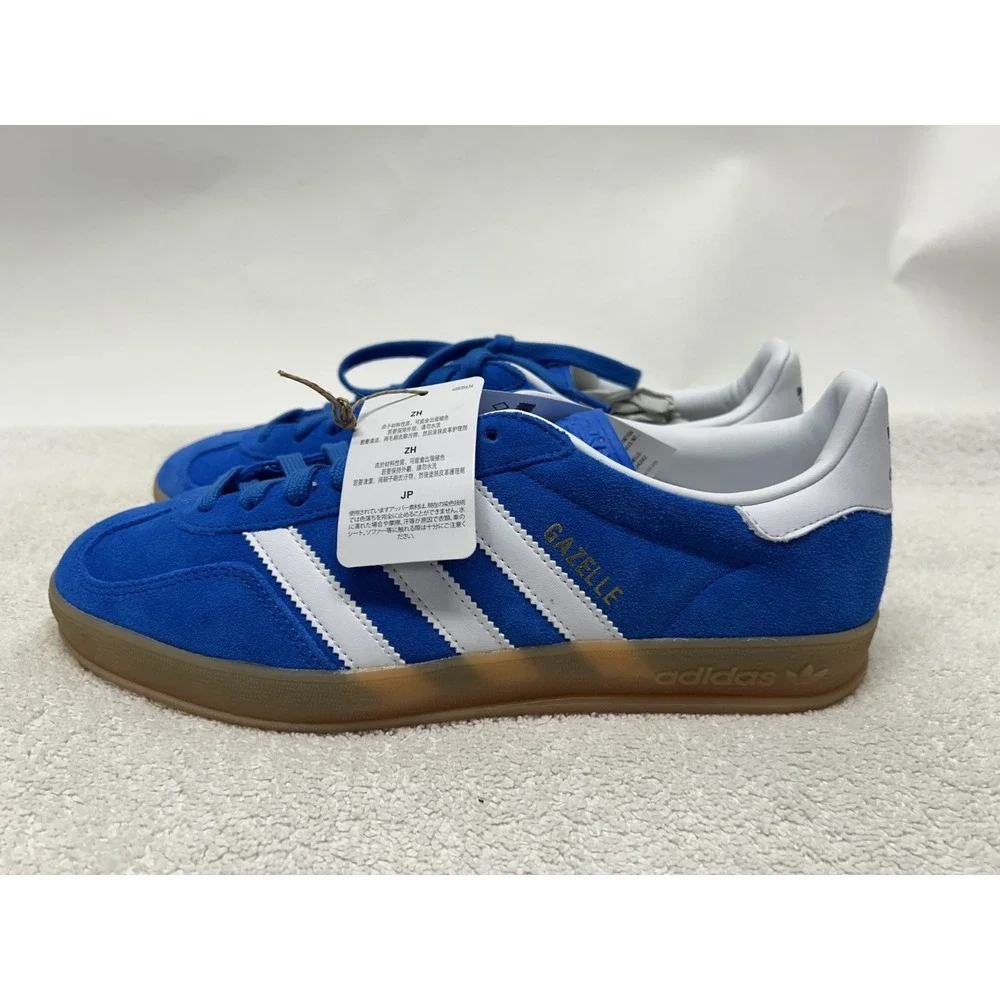 Adidas Mens Size 9 W's 10.5 Blue Bird/Cloud White/Gum Sole Gazelle Indoor Shoes